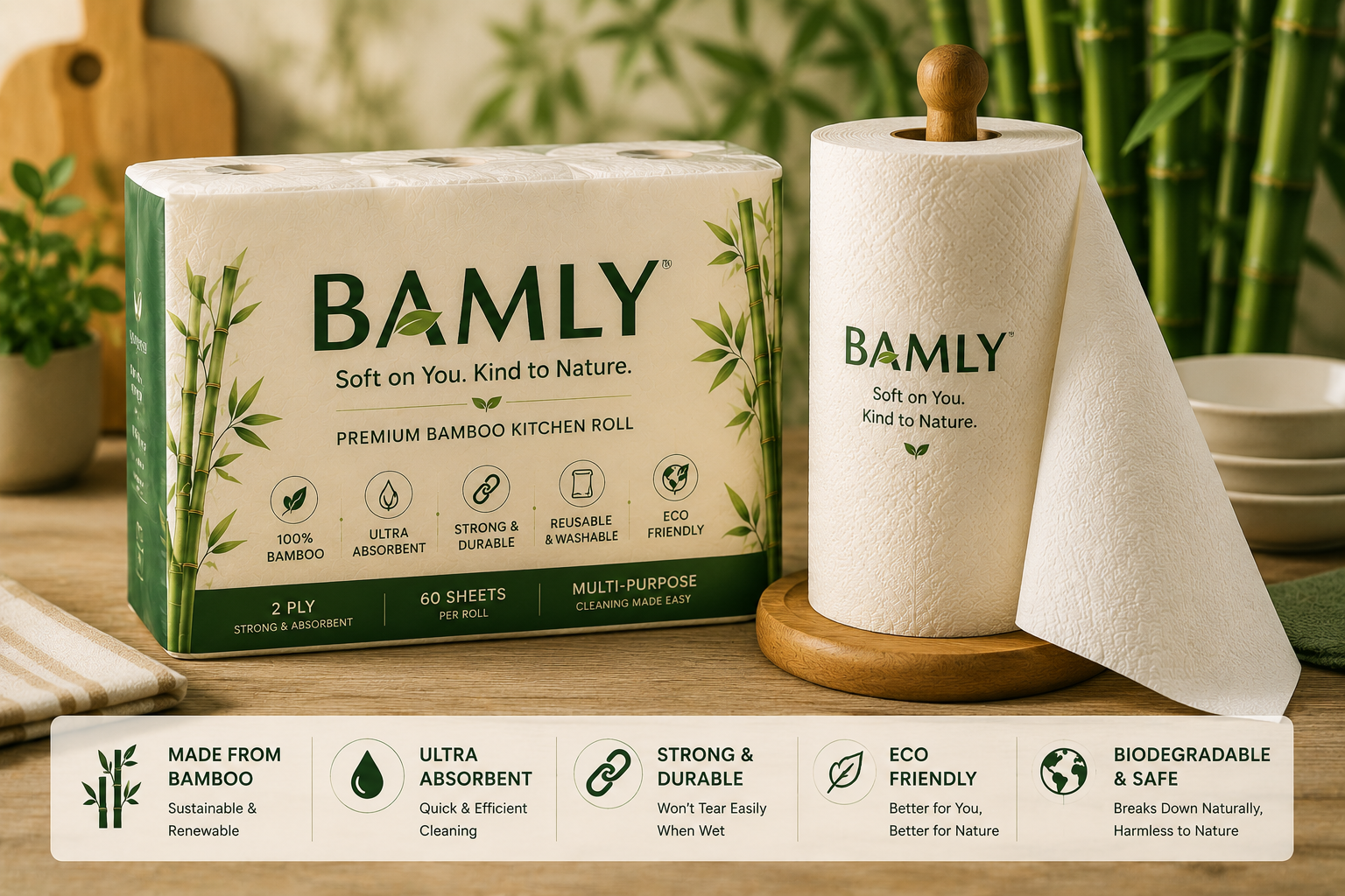 BAMLY premium bamboo kitchen roll